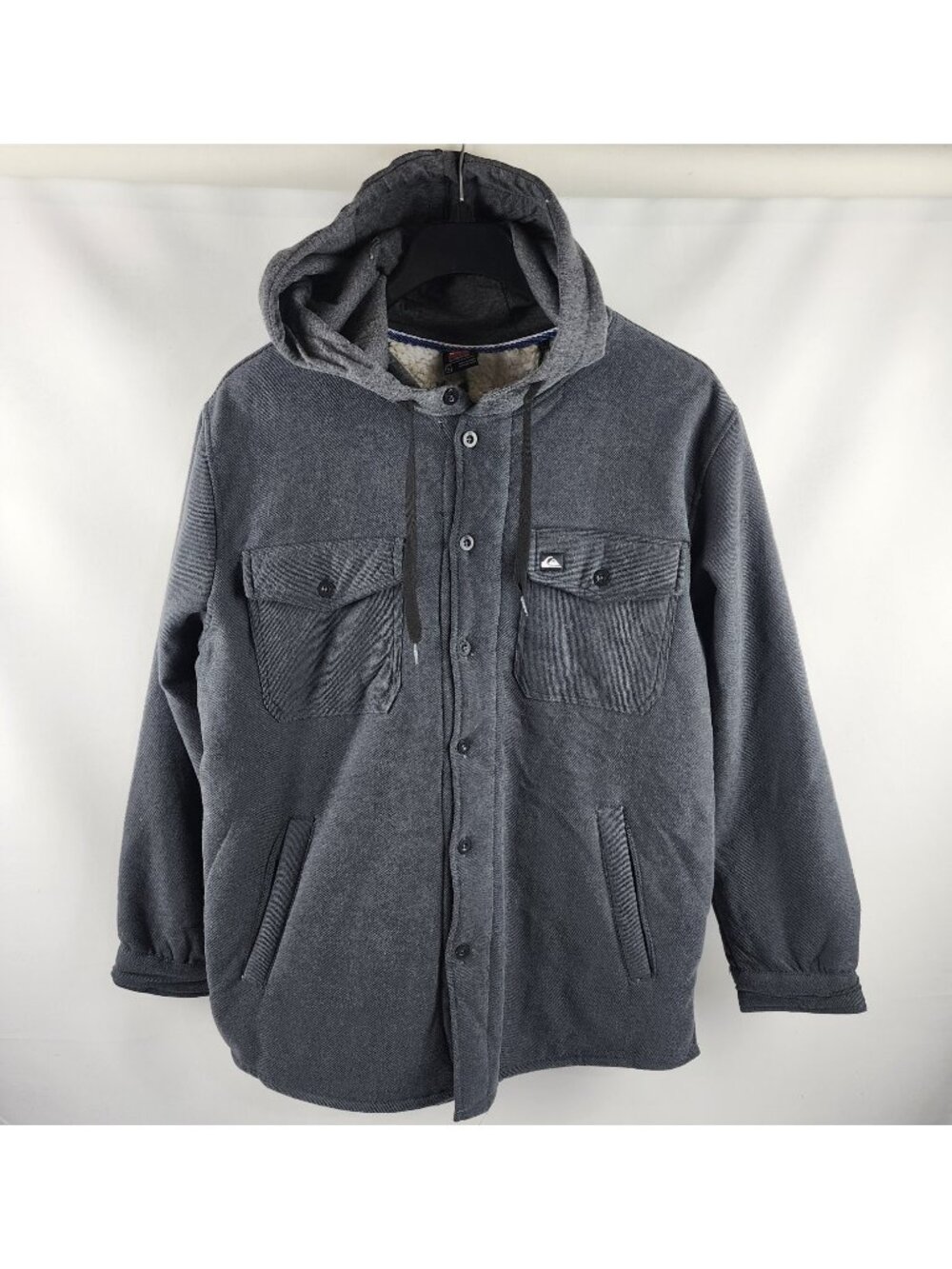 Quiksilver Hoodie Jacket Mens XL Anthracite Gray Fleece Lined Shacket NWT